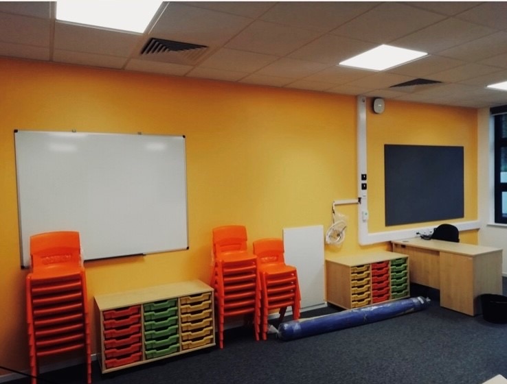 Key Stage 1 colour scheme in a school decorated by Olympian Decor