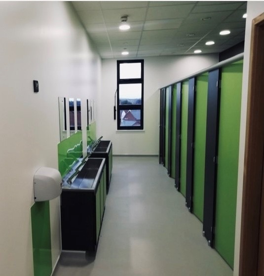 Washroom finished in moisture-resistant paint
